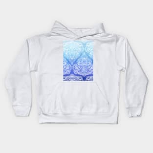 Out of the Blue - White Lace Doodle in Ombre Aqua and Cobalt Kids Hoodie